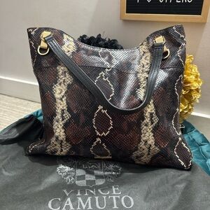 Vince Camuto Snake Print Shoulder Bag in Pine Cone Multi
